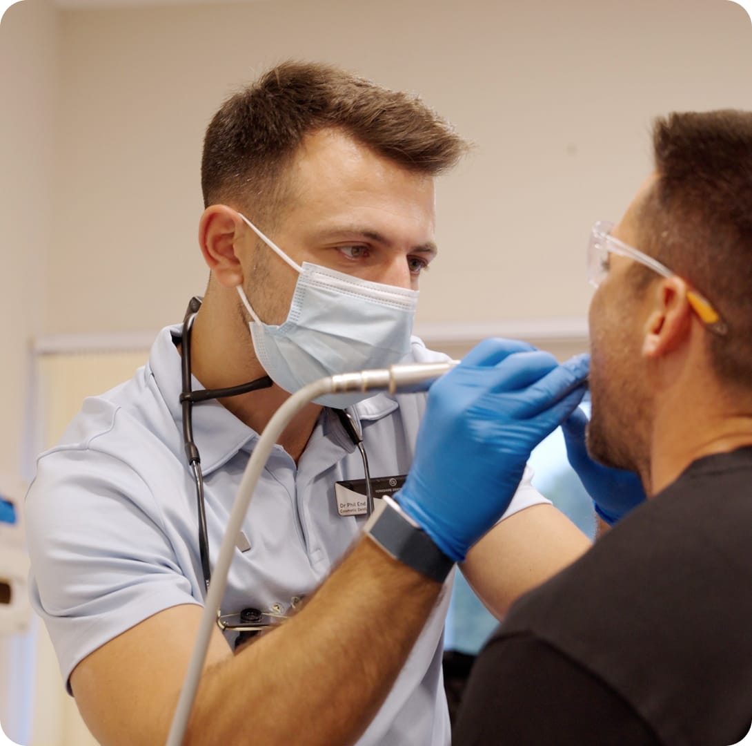 IU dentist scanning a patients mouth